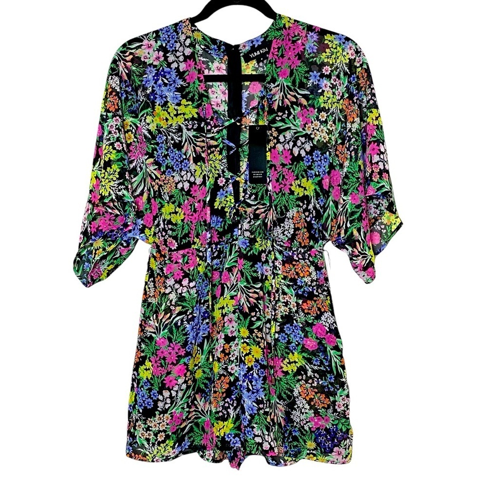 Yumi Kim Romper Size Small Floral Multicolor Sheer NWT